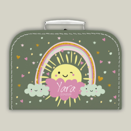 Koffertje Vrolijke zon met regenboog *Kies je kleur*