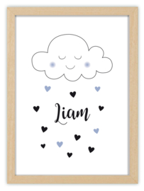 Kinderkamerposter met naam - CUTE CLOUD mono