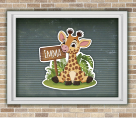 Geboortesticker raam | Giraffe jungle | Meisje