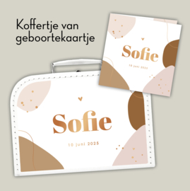 Koffertje met geboortekaartje meisje **Diverse kleuren koffertjes**