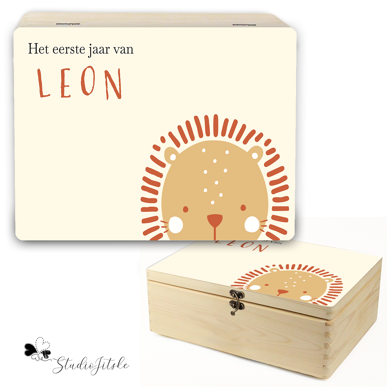 Doos hout leeuw