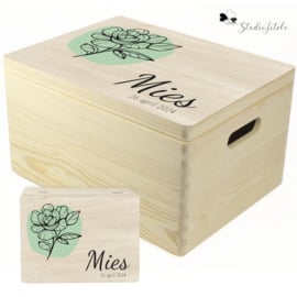 Houten herinneringsdoos roos