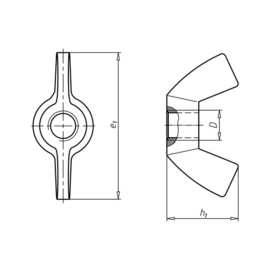 Vleugelmoer M3 DIN 314 VZ