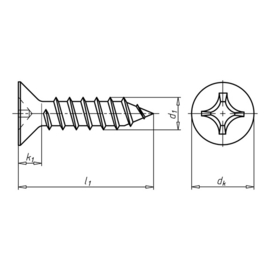 Zelftappende schroef verzonken 4,2 x 38 VZ