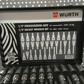 Dopsleutelset 1/2 Torx - Veeltand - 6kant - Wurth ZEBRA