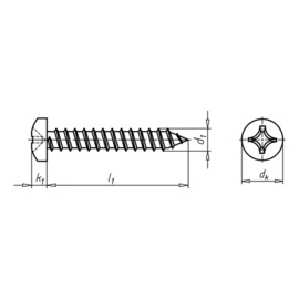 Zelftappende bolkopschroef RVS  2,9 x 16 mm