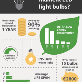 Retro led filament e27 G95 2.8w 200lm 2000k