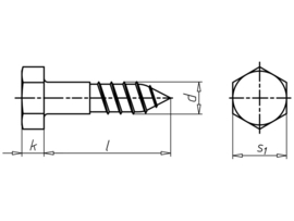 Würth houtdraadbout zeskant kop Din 571 RVS  6 x 30