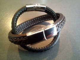 Leren armband met RVS