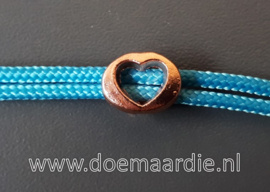 Schuifkraal hart, rosé goud kleur. Per 30