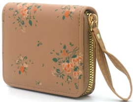 Hippe portemonnee, bloemen beige