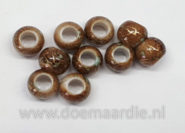 Kraaltjes, bruin beige goud, per 10, gat 5 mm