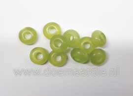 Lime kralen, rondel, per 10, gat 5,1 mm