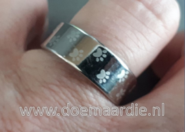 RVS, zilverkleurige ring met rond om pootjes