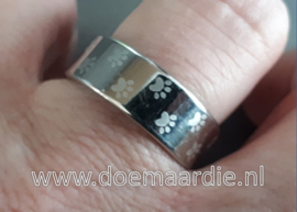 RVS, zilverkleurige ring met rond om pootjes