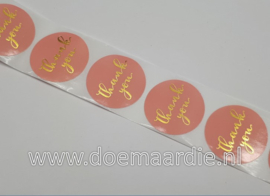 Stickertjes, roze, thank you , per 25