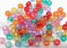 Kraaltjes, glitter, mix. Per ong 50, gat 4 mm