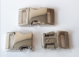 Buckle silver metal, klikgesp, middel. (5/8)