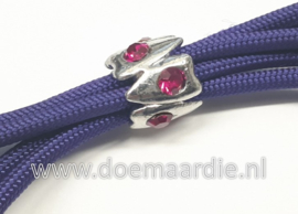 Groot gat buiskraal met fuchsia strass, gat 9,5 mm