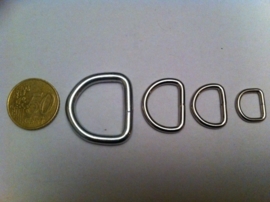 D ring gelast zilverkleurig, 16 mm x 2,7 mm, ook per 100