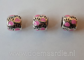 Pootjes, gekleurd, ronde vorm. Roze,  gat 5,8 mm