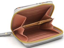 Hippe portemonnee, bloemen grijsblauw