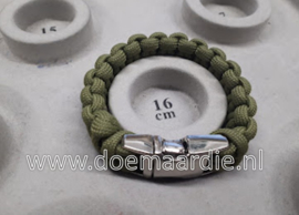 Paracord bracelet, groen, pols omtrek 16 cm