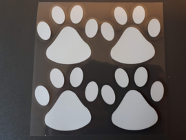 Sticker met 4 pootjes, verschillende kleuren.