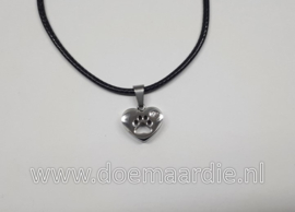 Ketting, met RVS hartje met zirkoon