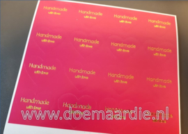 Handmade with love hartje, vel stickers met 16 stuks.