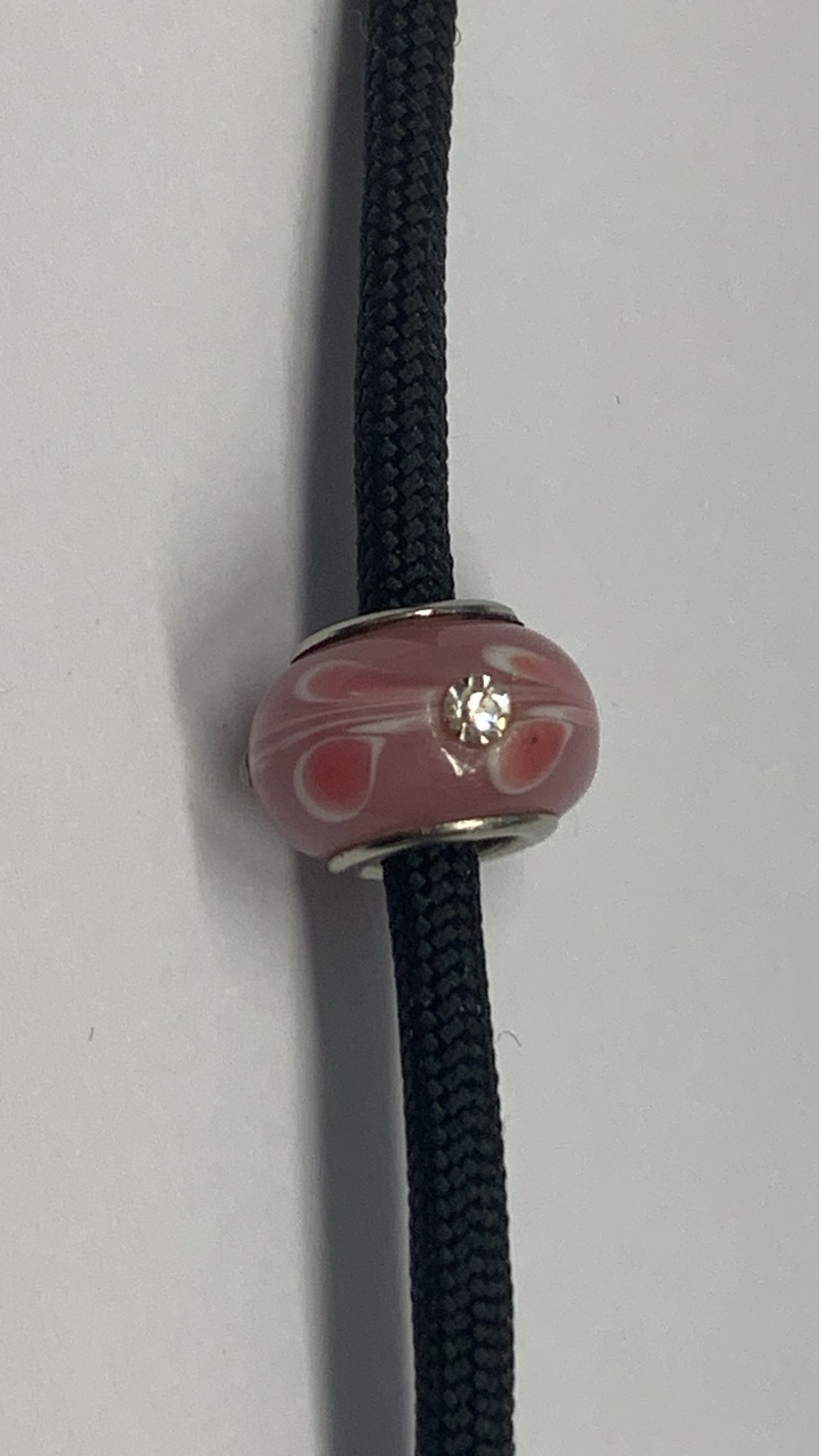 Prachtige glazen kraal met strass, gat 5 mm