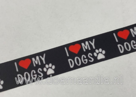 Geweven band, I love my dogs, 3,80 meter