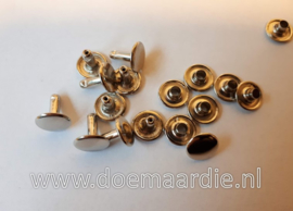 Holniet, silver, 10 mm bij 10. Per 10, 100, 1000 of 5000 paar