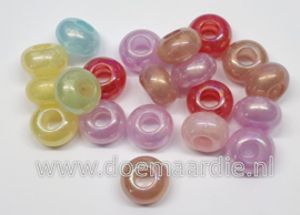 Parelmoer kralen, rondel, mix per 20, gat 5,5 mm