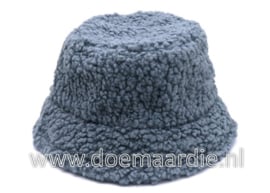 Bucket hat teddy, blauw grijs