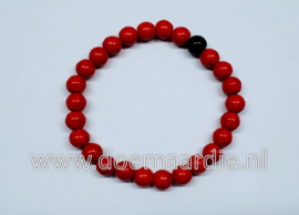 Rek armband, rood met zwart