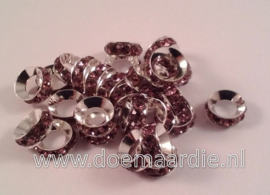 Rondel lavendel paars/lila met strass