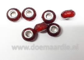 Facet met glitter en glans, rood per 10 stuks, gat 5 mm