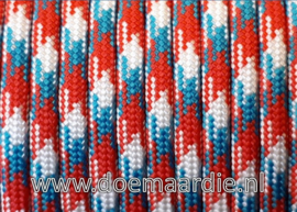 Paracord, 550 type 3, Red, Turquoise. White