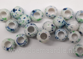 Kraaltjes, fris blauw groen, per 10, gat 5 mm