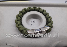 Paracord bracelet, groen, pols omtrek 15 cm