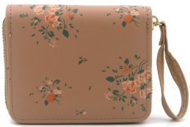 Hippe portemonnee, bloemen beige
