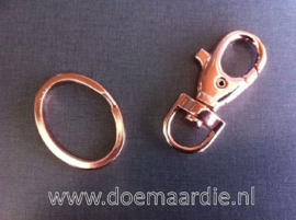 Sleutelhanger met ring, rosé goud