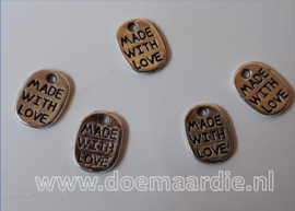 Made with love, ovaal, zilver. per 10