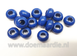 Kraal, blauw met marmer effect. Per ong 20, gat 5,6 mm