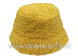 Bucket hat teddy, geel