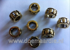 Kraal, ring met skulls, oud goud, gat 8 mm