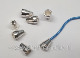 Cord end,  zilverkleur. per 7
