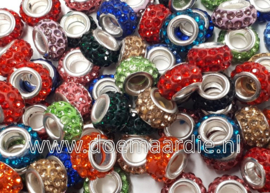 Grootgat kraal, strass, polymeer, mix kleur per 100, gat 4,7 mm