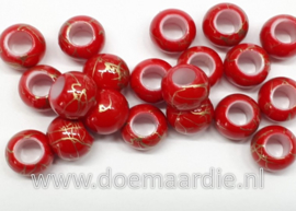 Japanse kraaltjes, helder rood goud, per 10, gat 5 mm